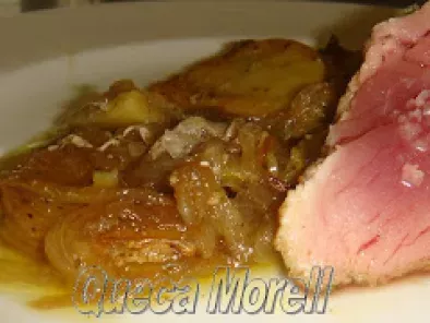 Receta Solomillo de cerdo ibérico con papas y cebolla confitada