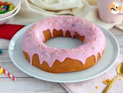 Receta Tarta donut rellena de frambuesas (con glaseado express)